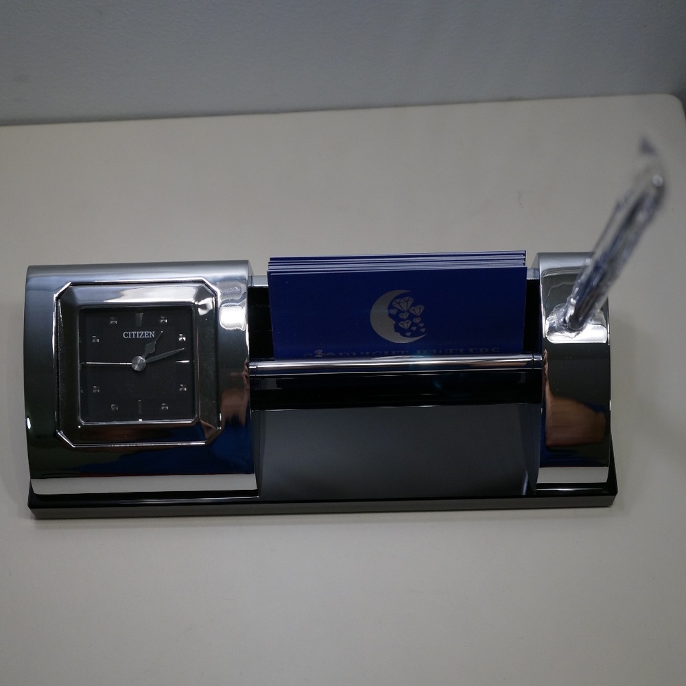 Citizen Executive Suite Black & Silver Desk Clock